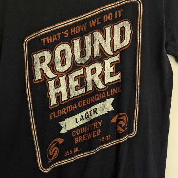 Florida Georgia Line Round Here Concert Tee Small Navy 100% Cotton - Picture 3 of 11